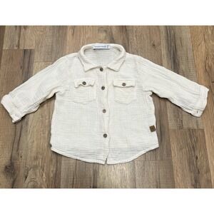 BAMBOOM ITALYShirt with Wooden Buttons - Cream 70% Bamboo, 30% Cotton 9/12Months